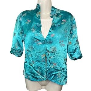 Vintage Great Lion Silk Short Kimono Jacket Made In Hong Kong Size XS